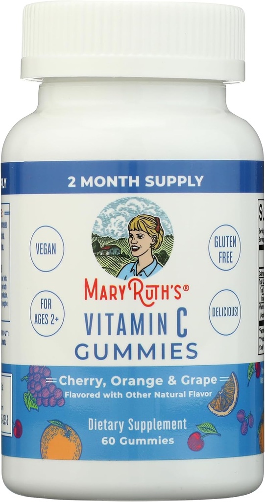 MaryRuth 有机维生素 C Gummys + 免疫支持和整体健康 + 免疫支持 + 成人与儿童维生素 C + Vegan + Non-GMO → 60 服务