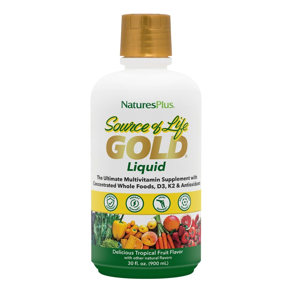 NaturesPlus 生命金多维素液体的来源 - 30 oz - 配有维生素D3, B12 & K2 - 血液,骨骼和免疫支持 - 蔬菜和Gluten Free - 30 services