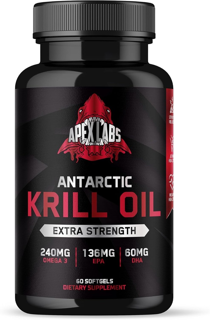 Antarctic Krill Oil 1000 mg with Omega-3s EPA, DHA, Astaxanthin and Phospholipids 60 Softgels
