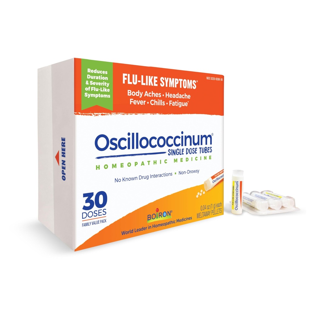 Boiron Oscillocinum 用于缓解类似流感的体痛、头痛、发烧、寒冷和脂肪的症状 -- -- 30个剂量