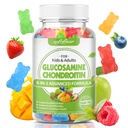 软熊Glucosamine Chondroitin Gummys 成人、无糖Chondroitin和Glucosamine 联合支助营养补充、混合水果火焰,60个