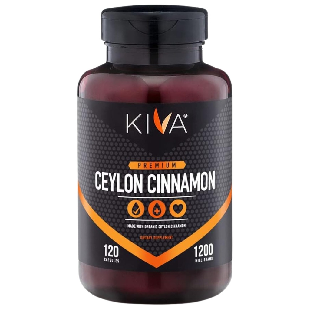 Kiva Premium Ceylon Cinnamon Powcules (120 Veggie Capsules),来自斯里兰卡的纯Ceylon Cinnamon, Vegan, Non-GMO, Gluten-Free (英语).