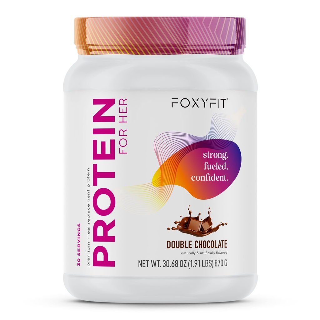 FoxyFit Protein for her, 双巧克力Whey 蛋白粉 配有 CLA 和 Biotin 配以健康胶片 (1.85磅)
