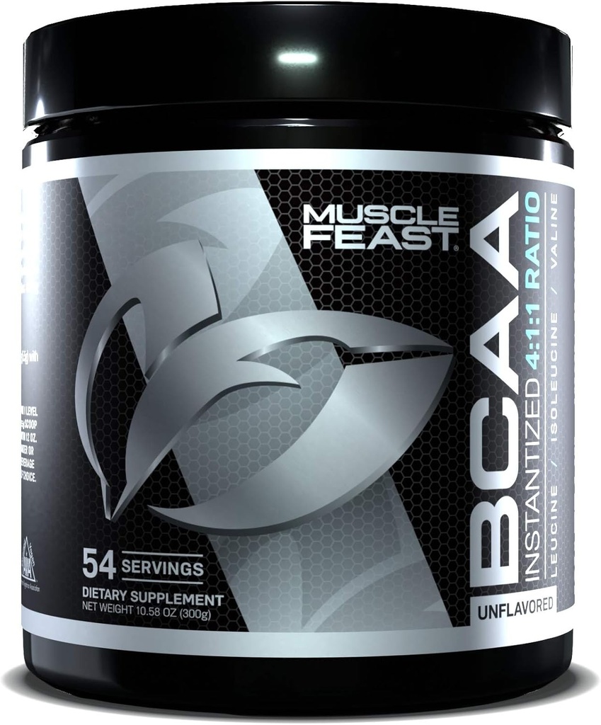 肌肉Feast Vegan BCAA 粉末 4:1:1 比率 Keto Friendly Sugar Free Watchout Recover, Unforward, 300g...