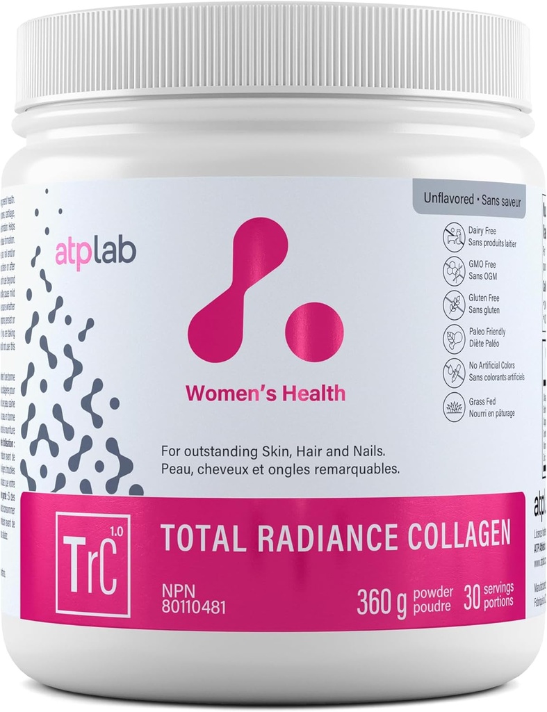 ATP LAB 总放射性凝血粉,无味,360g - 女性水解凝血药 - Vegan-Friendly Collagen蛋白粉,支持皮肤,头发和钉子