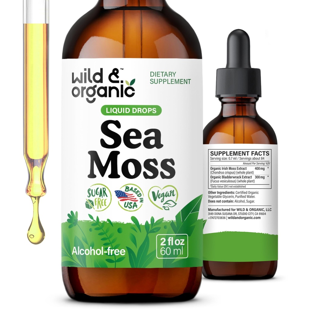 野生和有机海苔液滴 - 免疫支持 - 爱尔兰海苔和Bladderwrack Tincture - 多minel Chondrus Crispus 补充 - Vegan,糖和无酒精 - 2 fl oz
