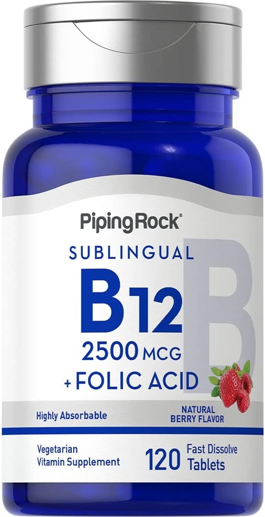 Piping Rock Vitamin B12 亚语 |2500 mcg |120 tablets | 配有 Folic Acid | |  Women  Women  Women  Women  Women  Women  Women  Women | | | | | | | | | | | | | | | | | | | | | | | | | Berry Flavor |  Ve Vegetarian, Non-GMO, Gluten Free
