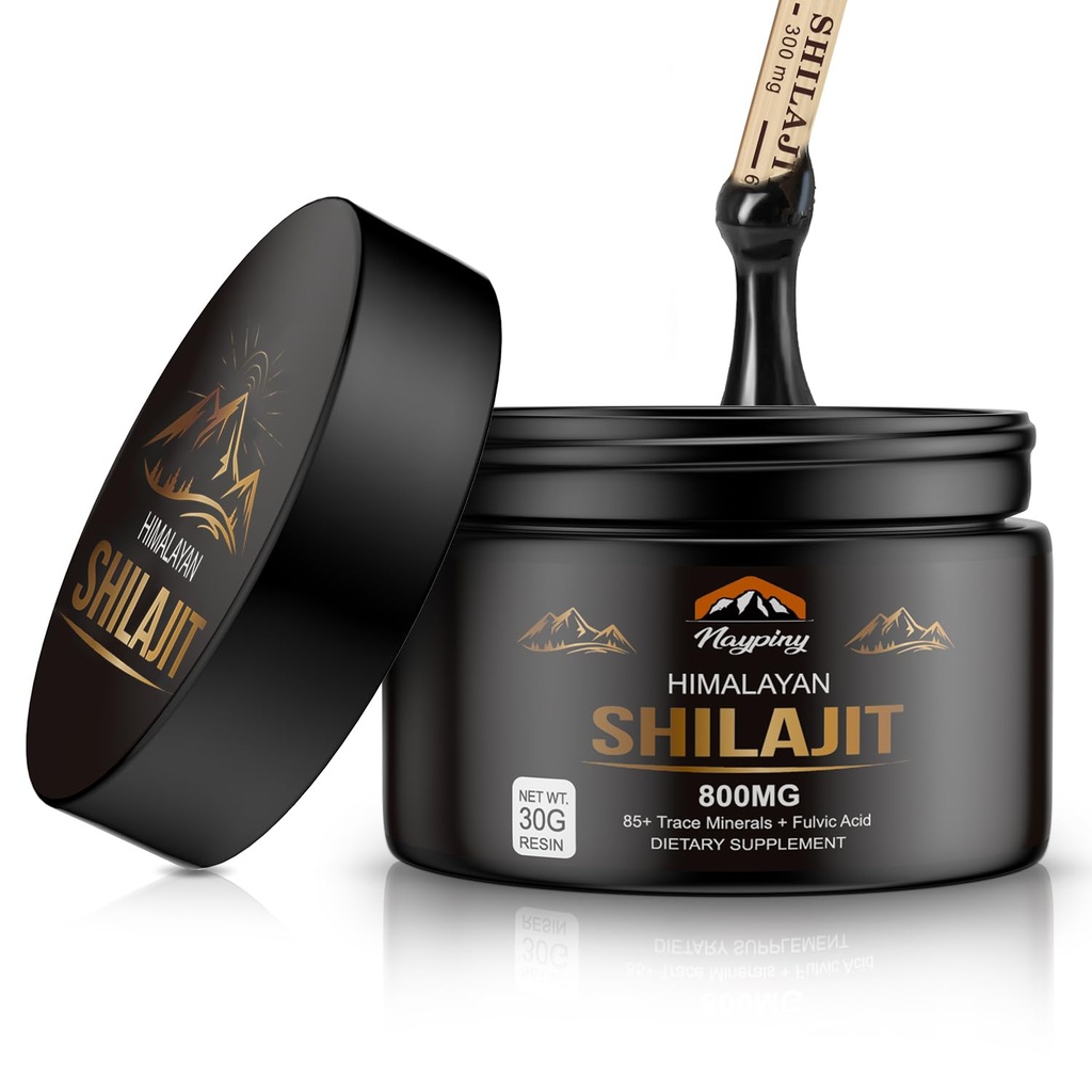 Shilajit纯喜马拉雅有机Resin - 800mg 黄金级Shilajit Resin with Fulvic Acid & 85+ Trace Minerals Complex for Energy, 力量和豁免, Shilajit for Men and Women, 800mg