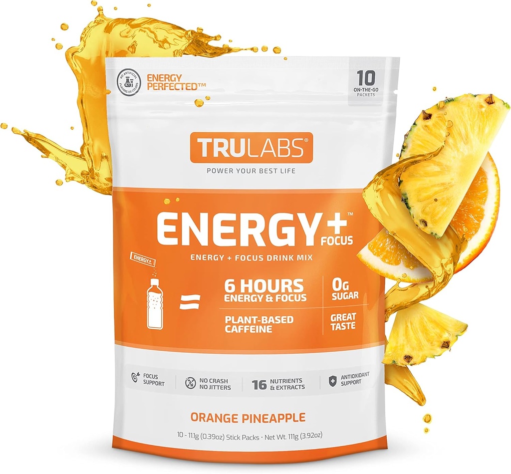 TRULABS 耐力,能量+焦点,粉饮混合,橙菠萝(10ct)