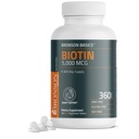 Bronson Biotin 5,000 MCG 支持健康头发,皮肤和钉子与能源生产 - 高概率美容支持 - 非 GMO, 360 蔬菜片