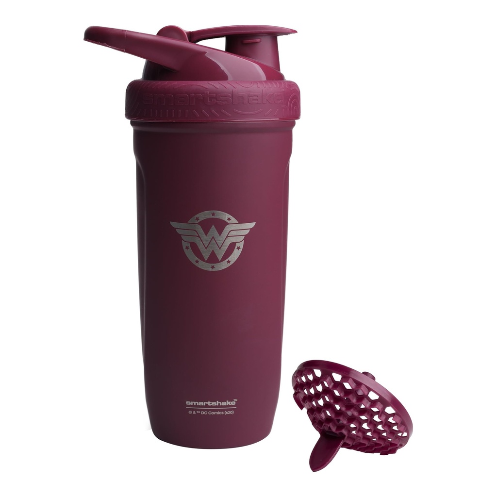 Smartshake DC COMICS Reforce 无锡 蛋白质 摇摆瓶 900 ml → 30 oz - 防漏螺丝上 Lid - BPA Free - Unisex - 非绝缘 - Wonder Women Logo
