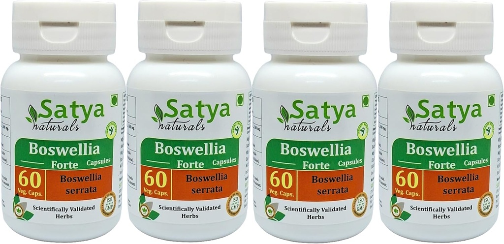 Boswellia Forte Capsules 500 mg. 60 Veg. Capsule QQ Boswellia (Boswellia Serrata) 供男女使用的Capsules – Ayurvedic 草药补充剂/补救剂 – 10:1 福特 (4瓶60 Capsules)