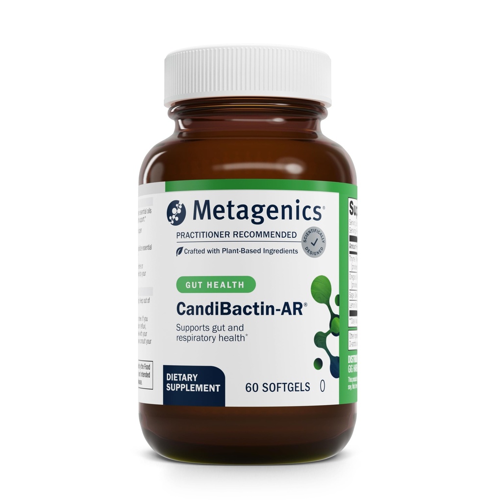 CandiBactin - AR - Oregano & Thyme 基本油用Sage & Lemon Balm - 支持消化健康,微生物平衡和GI 舒适 - 肠内-编织软胶 - 胶质-无胶质 - 60软胶