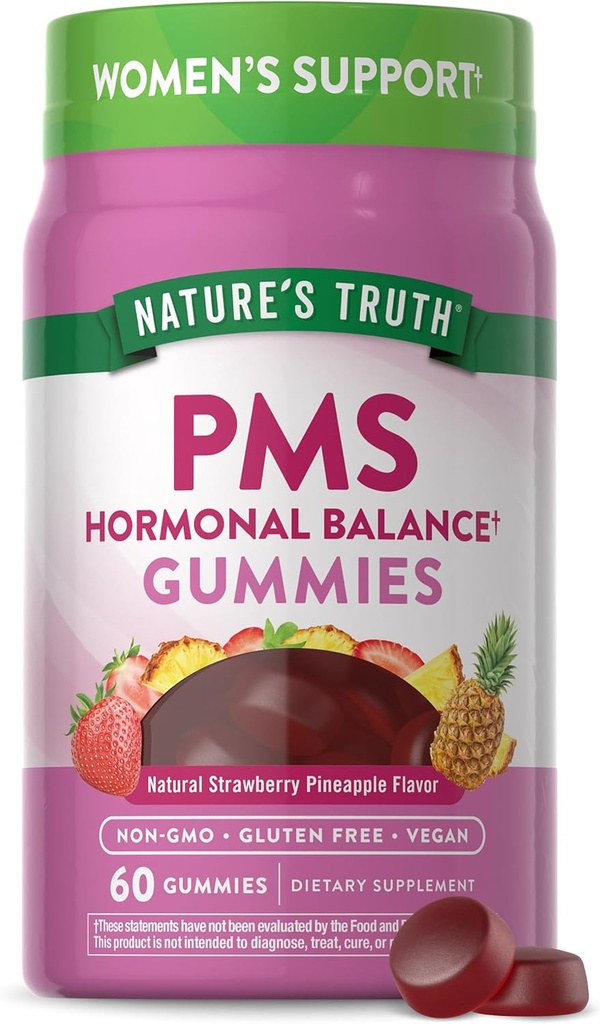 Nature's Truth PMS 荷尔蒙平衡支持女性 Gummys QQ 60 Counter QQ Vegan, Non-GMO & Gluten Free Supplement (英语).
