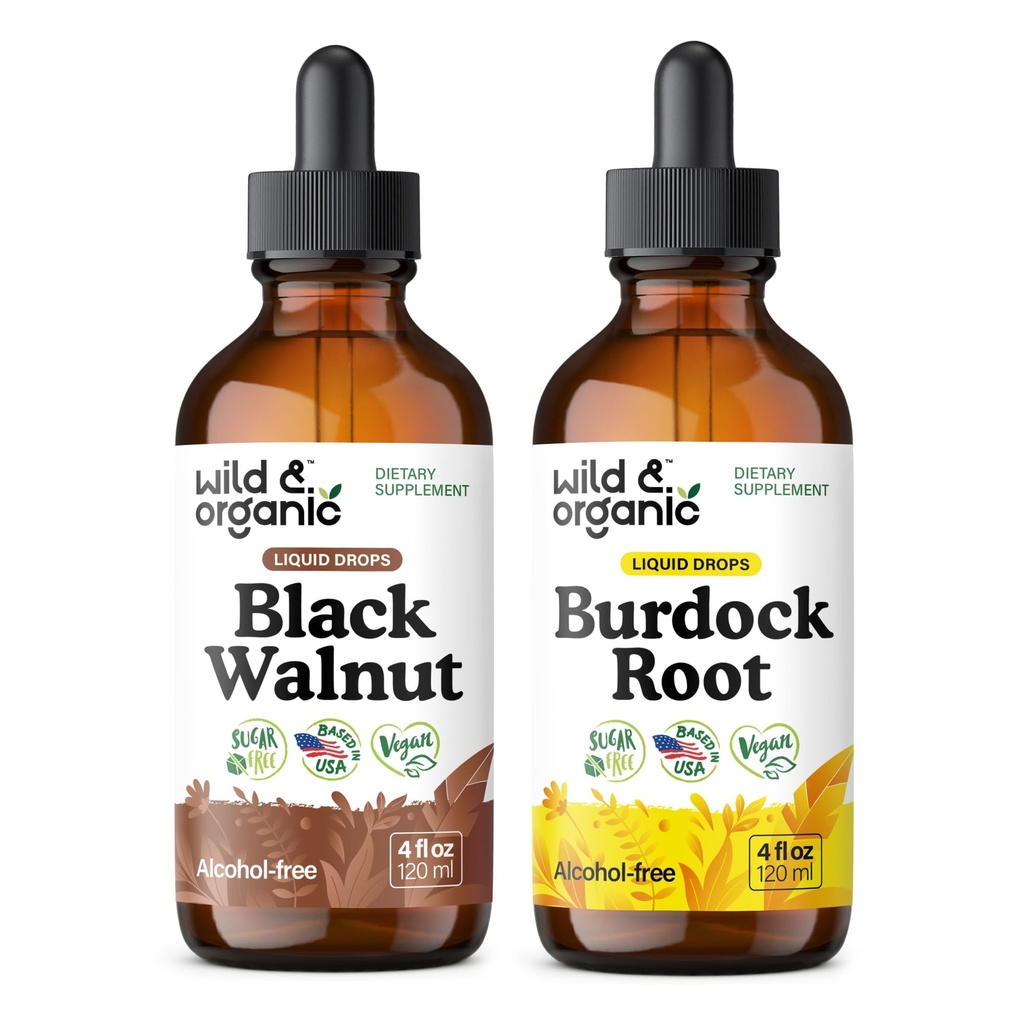 野生和有机黑胡桃叮当 4 fl oz & Burdock 根叮当 4 fl oz