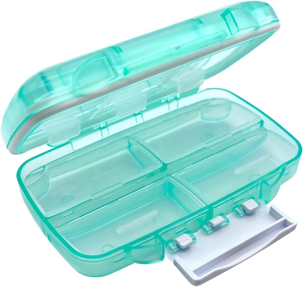 EZY DOSE Moisture-Proof Pill case, 药品计划员, 维生素组织者盒, 方便旅行, 锁-关闭安全内容, 7个有紧封印、 中、 绿色 的个性比