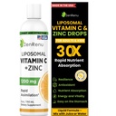 Zenrenu Liposomal 维生素C和用于成人和儿童的锌液饮料 -- -- 非转基因生物 葵花莱辛 -- -- Max抗氧化剂和免疫支持,5 oz / 150毫升