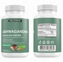 自然气味有机 Ashwagandha 配有黑椒抽取 - 1300mg Pure Ashwagandha 抽取 - 能源支持 - 非GMO, Gluten-free, Vegan - 60 Capsules