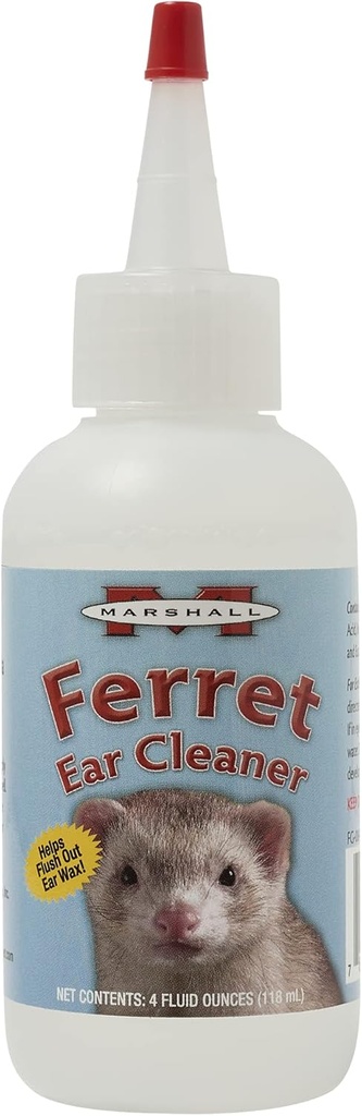 Marshall Ferret Ear清洁解决方案 – 4 oz – Gentle Formula to remove Dirt and Wax – 包含支持健康耳朵组织的Eucalyptol – 不需要Swabs