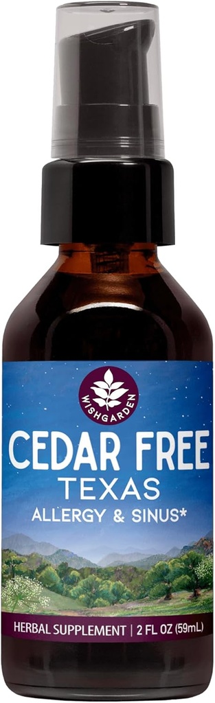 WishGarden Herbs Cedar-Free Texas Alergy & Sinus - 以植物为主的成人草药过敏救济,帮助Soothe Cedar Fever症状,第5区过敏公式,Texas Cedar Fever Alergy Relief Drops, 2oz