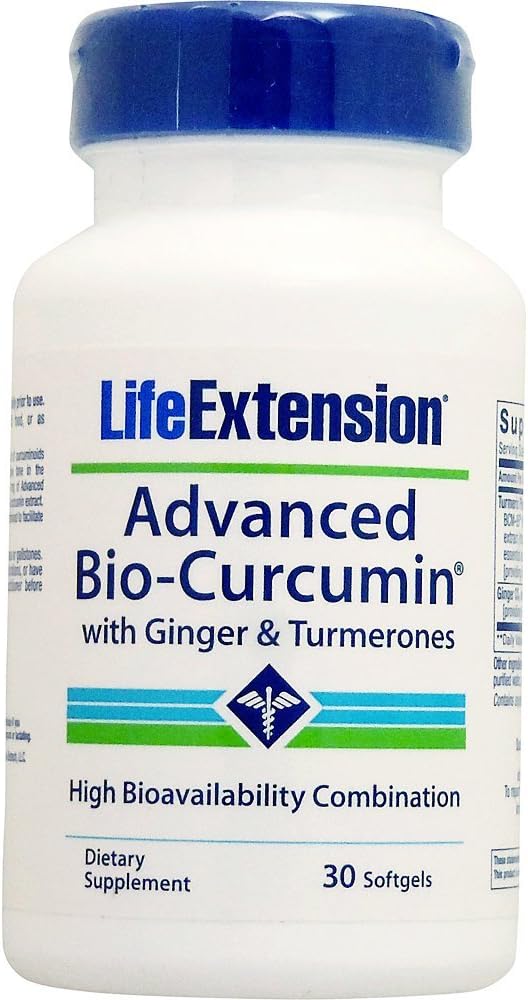 寿命延长 高级生物库霉素与姜汁和Turmerones,30软胶