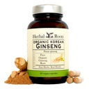 Panax Ginseng 草根根 有机韩国 Ginseng 根粉 1000mg 高级 Ginsenosides 能源与性能 60 Vegan Capsules