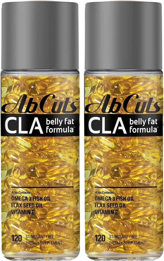 CLA Belly Fat公式 - 120 易吞软胶 - Omega 3 鱼油,法拉士籽油和维生素E - 帮助增加抗氧化剂供应和健康身体组成(包2)