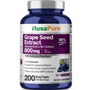 NusaPure Grape 种子提取物 每瓶40,000毫克,200 Vegan Capsules,标准化,非GMO,Gluten Free,Resveratrol
