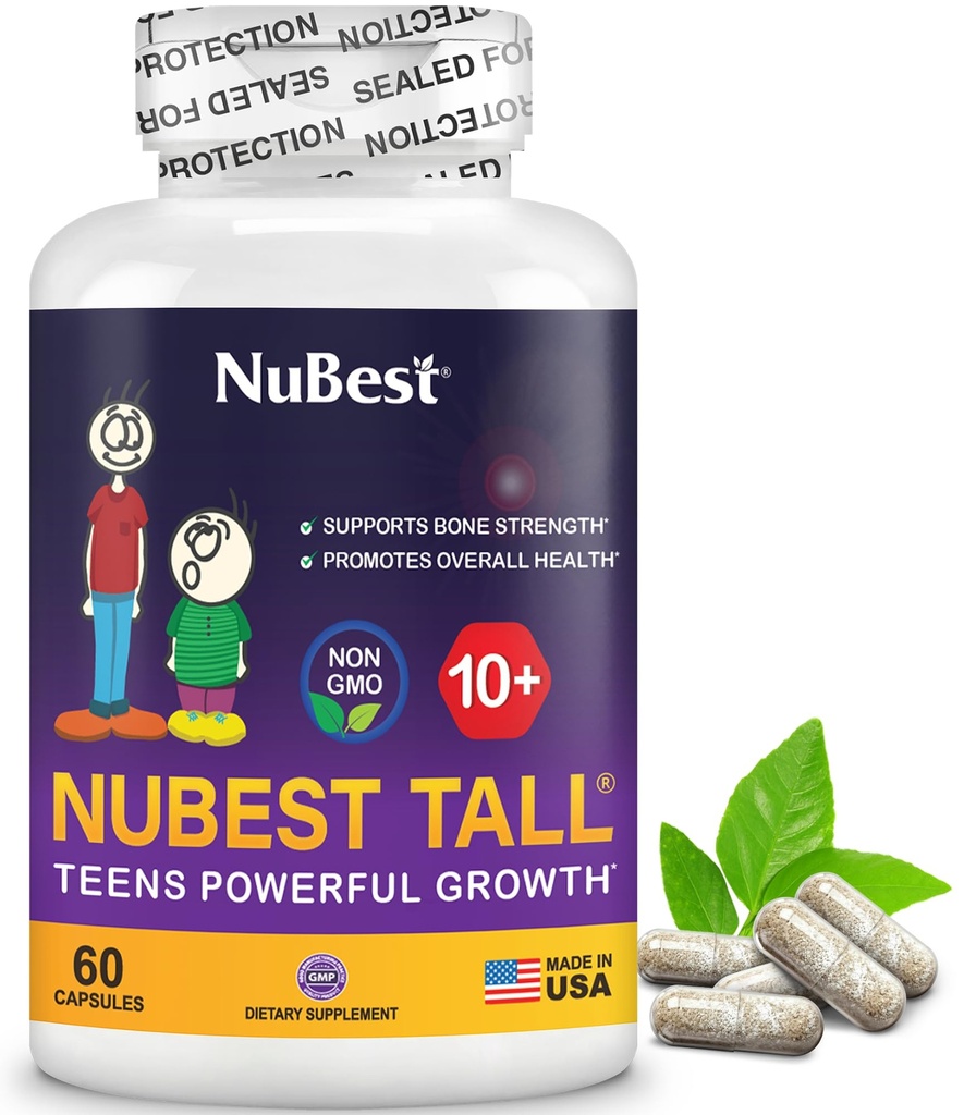 NBest Tall 10+ Premium Bone 强力公式,增强10+年龄的豁免和整体健康,配有钙,维生素D3,维生素K2和多维坦 → 60 Capsules → 1个月供应