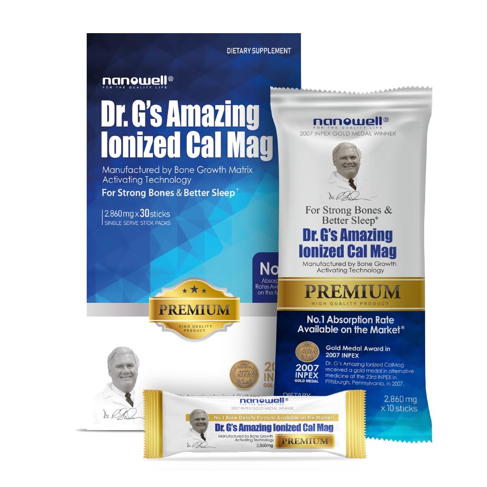 G博士的惊人电离化 Cal Mag 2,860mg (Premium) - 骨质强度和骨质健康补充 带有电离化钙和镁粉棒包装 - 30个棒×1个包装(30个计数)