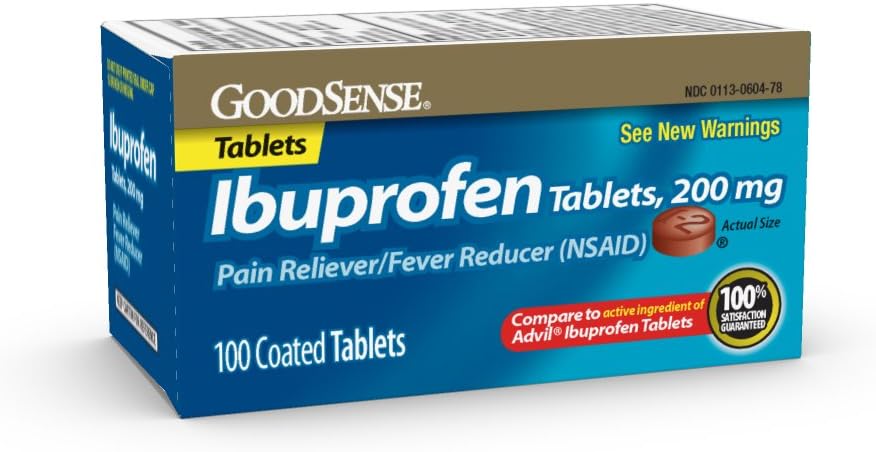 GoodSense 200 mg Ibuprofen 药片、减热剂和减轻身体疼痛、头痛、关节炎疼痛和更多,100个计数