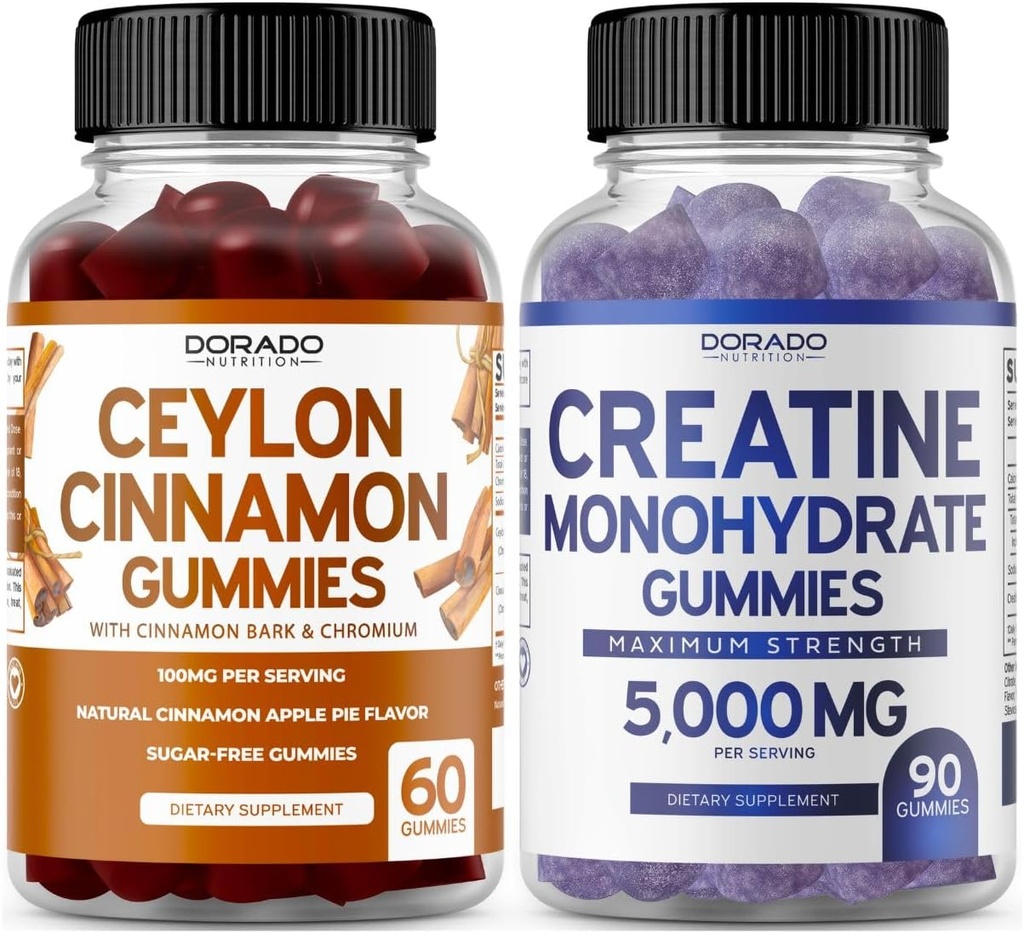 锡兰肉桂(60 Counter) - Berberine & Ginseng 用于消化整体健康支持和Creatine 单水合物(90 Gummys) 美味的蓝树莓 Chews Flavored 补编 - 非 GMO & Made in USA