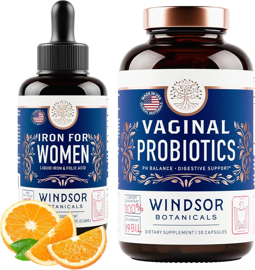 WINDSOR BOTANICALS 阴道避孕药和液态铁补充剂 女性健康支助包