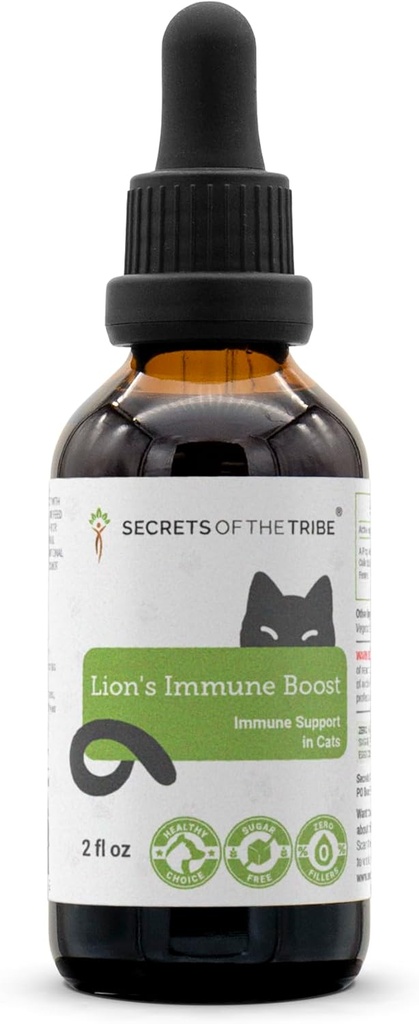 Lion's Immune Boost – 天然草药食物补充 – 猫咪的Immune支持 – 无酒精提取, 长者花, Calendula, Dandelion Root, Lemon Balm, Fennel 2 oz