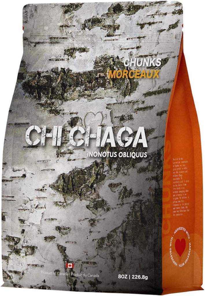 优质有机查加蘑菇(Chunks) - 8 oz 真实的100%野生收获 加拿大查加茶 - 超级食品