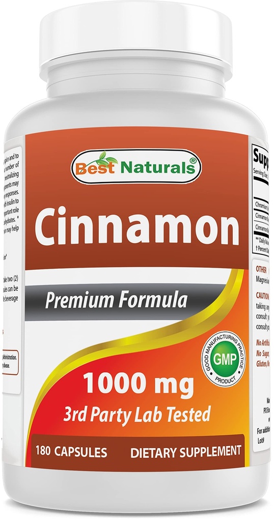 最佳自然 肉桂 2000 mg 每服400 mcg的铬当量 - 代谢支持 - 180 capsules