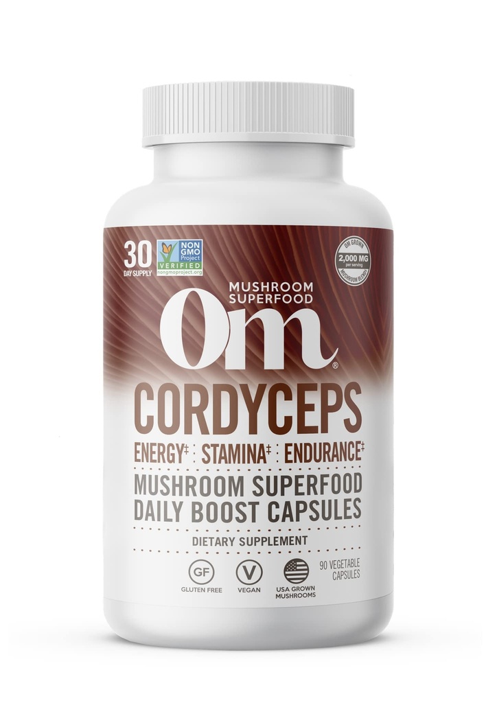 OM MUSHROOM SUPERFOOD CORDYCEPS 蘑菇卡普莱斯超级食品补编,90 Counter,30天,Stamina和耐力有机能源补编