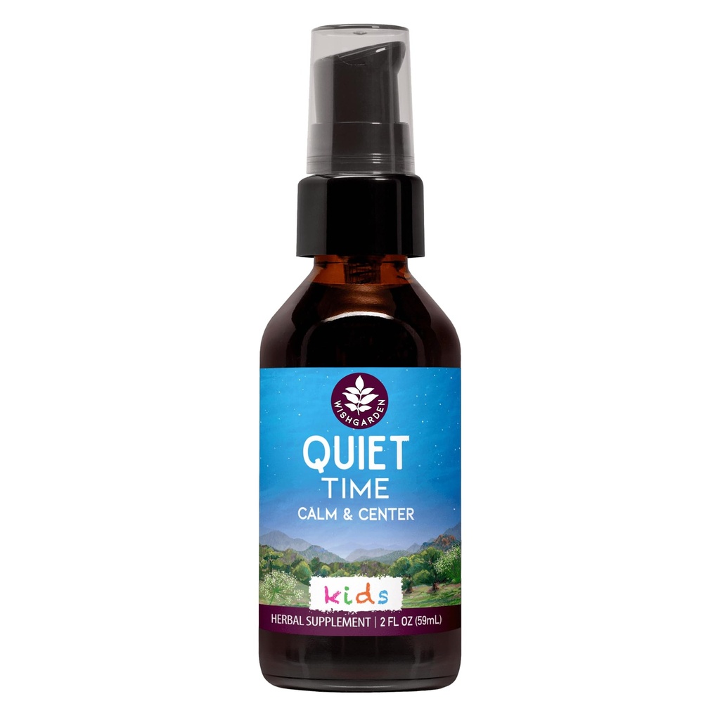 WishGarden Herbs Quiet Time for Kids - Natural Herbal Calming Supplement with Passionflower, Stress Relief for Children Soothes and Calms Over-Stimulated Children, Kids Calming Supplement, 2oz