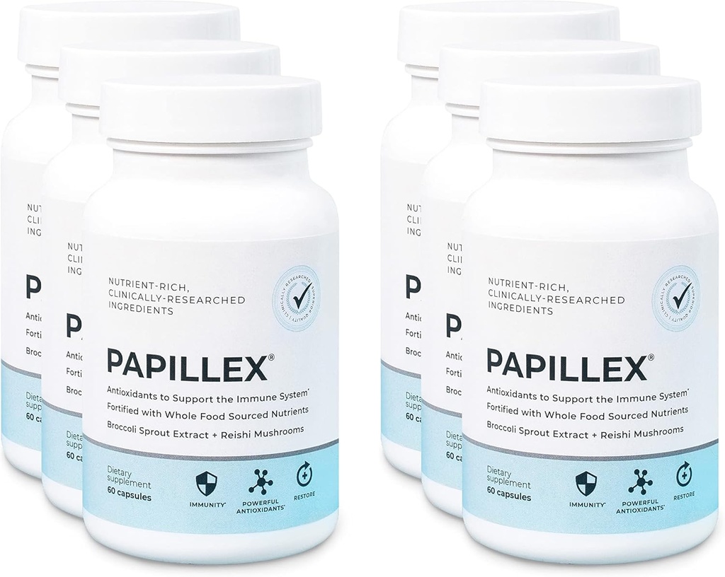 由帕皮列斯(Papillex)制作的饮食补充片 - 所有自然免疫支持 - 豁免防御 - 最佳免疫系统助推器 - 60 Capsules Bottle (6 Pack)
