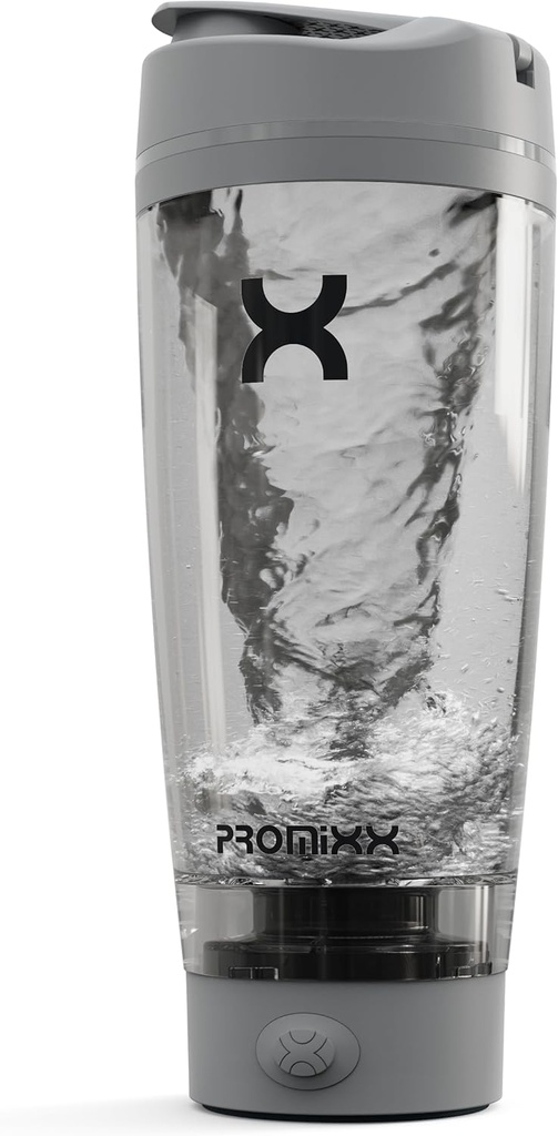 Promix PRO Shaker Bottle 新版 – 可充电,对平滑蛋白摇摆具有威力 – 包括补充存储,BPA Free,20oz杯,酷格雷