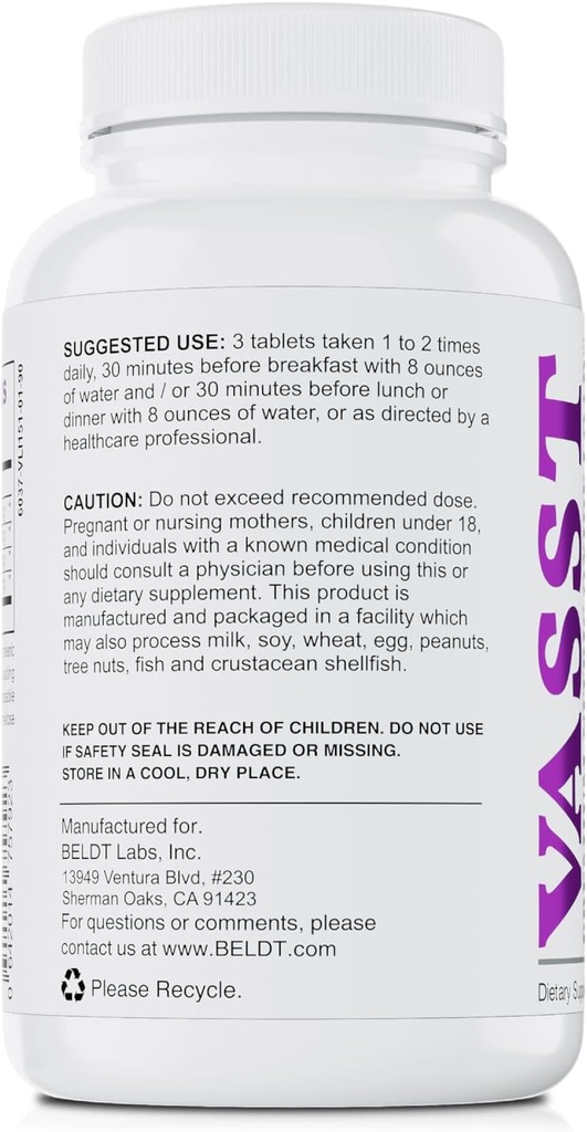 BELDT Labs VASST Nitric Oxide Booster, N.O. Supplement with Over 3,000mg of Arginine-AKG, OKG, GKG, and L-Arginine HCL for Muscle Building and Enhanced Vascularity - 90 Tablets