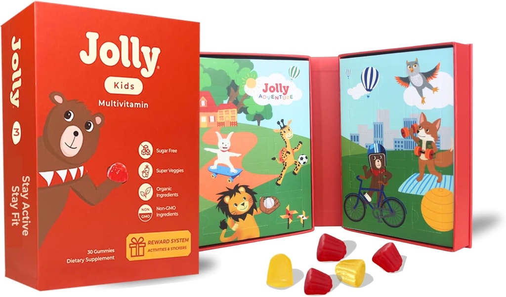 Jolly Adventure : " 健康身体的最佳儿童维生素 " , " 每日娱乐活动促进发展成功 " ,专题:帮助儿童爱的锻炼和保持健康