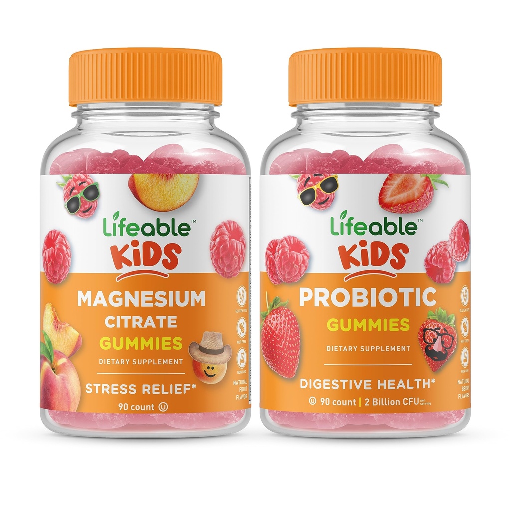 耐生镁 乳糖 儿童 + Probiotic 2 亿 CMU 儿童, Gummys Bundle - Great Tasting, Vitamin Supplement, Gluten Free, GMO Free, Chewwable Gummy 等