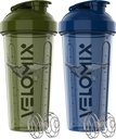 VELOMIX -2 Pack - 28 oz 蛋白质摇摆瓶 蛋白质摇摆瓶 - 2x 线 威斯克 → Leak Proof 摇摆杯 蛋白质摇摆杯 工作前摇摆瓶 → 摇摆瓶 蛋白质摇摆-绿色和蓝色