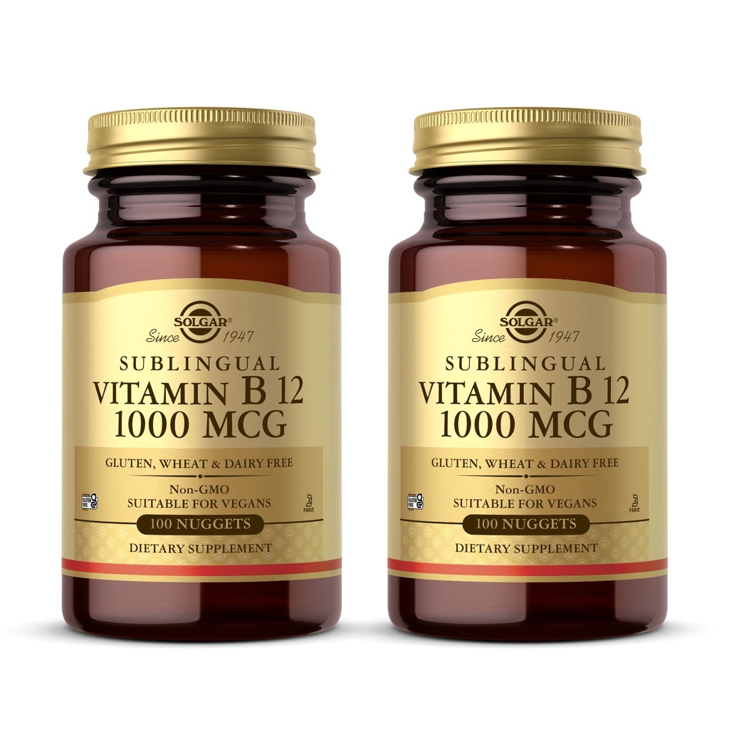 Solgar 亚语维生素B12 1000 mcg - 250 muggets, 包2 - 非GMO, Vegan, Gluten 免费,乳制品免费, Kosher - 500 总服务量
