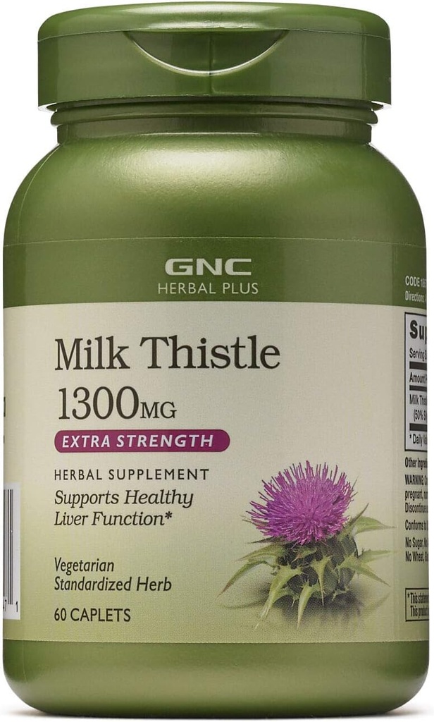 GNC 草药加牛奶硝酸盐 1300mg 补充剂 外力 蔬菜 支持健康肝功能 60 services