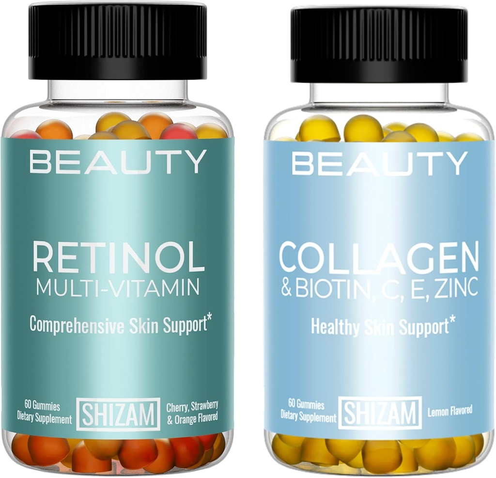 SHIZAM Retinol 多维生素和Collagen w Biotin Gummys in Combo