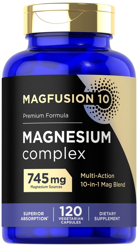 镁复合物补充745mg → 120 Capsules → 10 in 1 Blend → 蔬菜,非GMO, Gluten Free