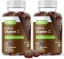 VITEEY 铁胶 - 含维生素C的铁胶 - 能量,靴子支持和女性和男性贫血补充剂 - Vegan, Gluten Free - 120 Counter