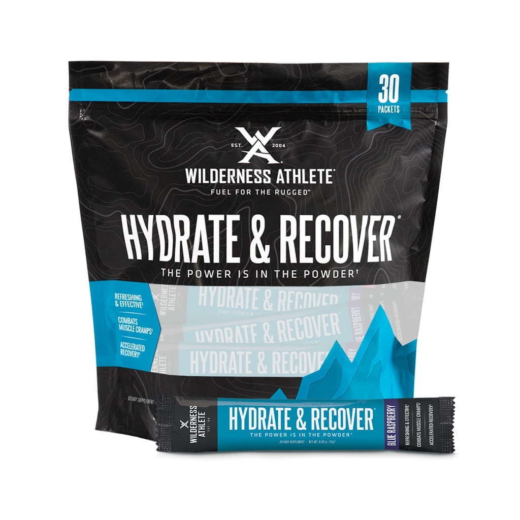 Wilderness Athlete - 水合物和回收 QQ液态水合物 液态水合物 电解液 饮料 混合剂 - 与 Bcaas 更快的回收 – 30 Single Service 液态水合物(蓝莓)